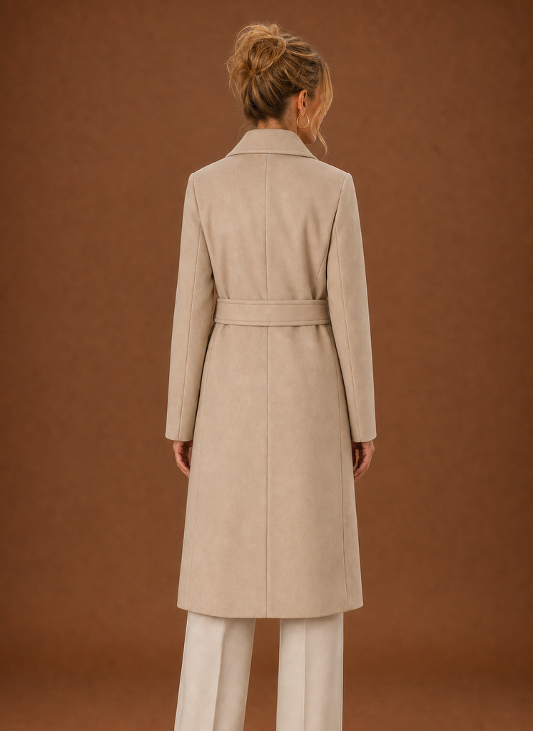 Offener schwarzer Damen Trenchcoat, fließender Stoff. Ideal als Frühlingsmantel oder elegante Übergangsjacke für Frauen.