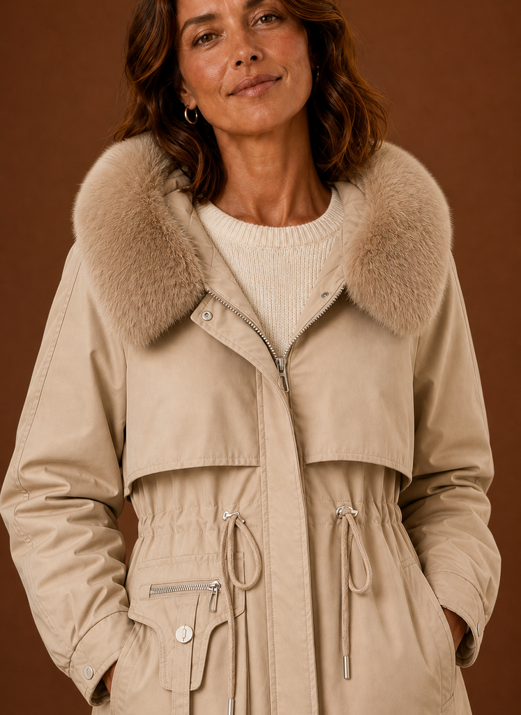 Hochwertiger Damen Parka mit üppiger Kunstfellkapuze. Gemütliche & warme Oberbekleidung für den Winter.