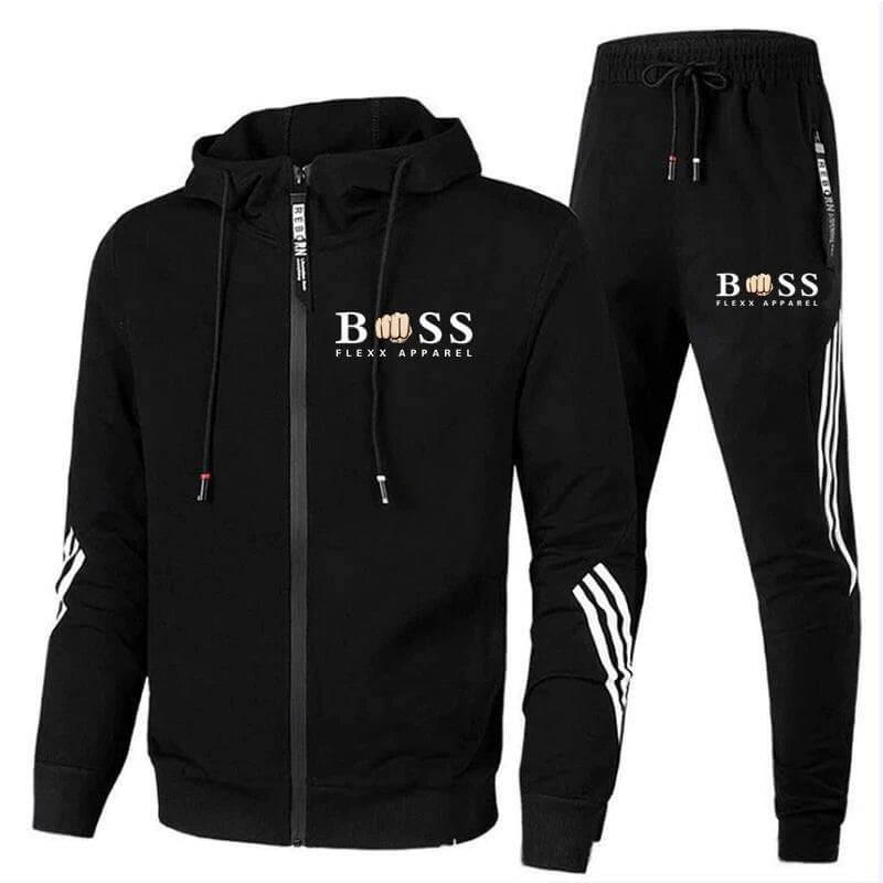 Moderner Herren Sportanzug im Slim Fit für aktive Männer. Bequemer Freizeitanzug mit stylischer Reißverschlussjacke.