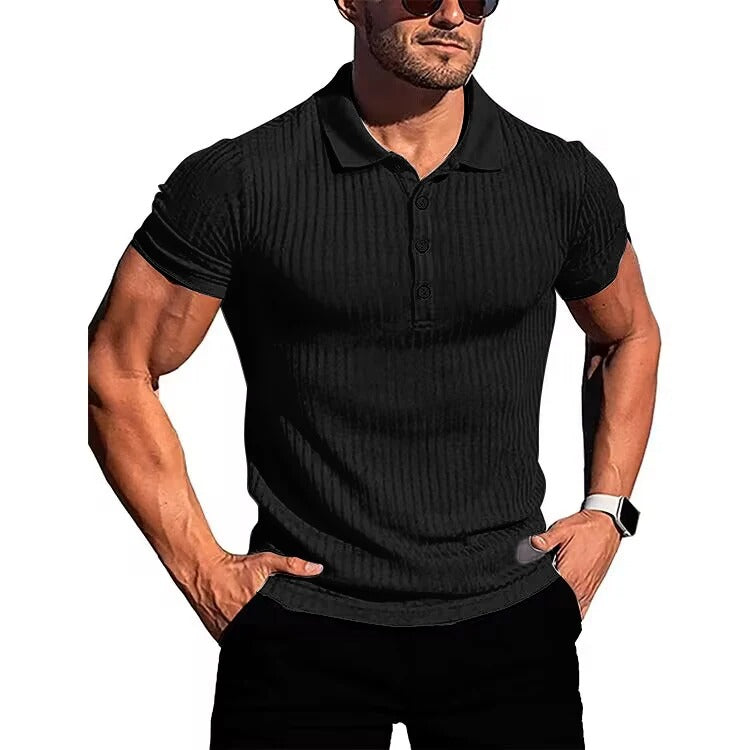 Slim Fit Poloshirt für Herren mit kurzer Knopfleiste, ideal für Frühling und Sommer.