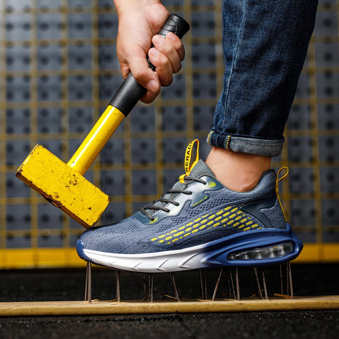Leichte Herren Sicherheitsschuhe blau, robust mit Zehenschutz, rutschfest für sichere Workwear.