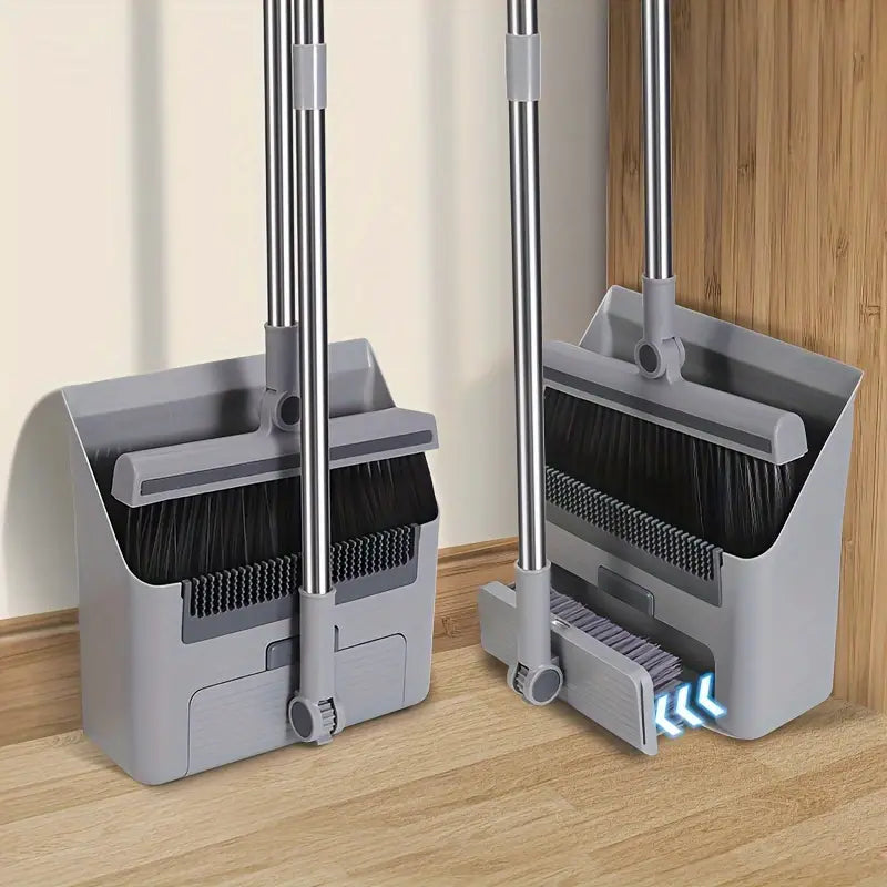 Langer Besen mit flexiblen Borsten im Reinigungsset, ideal für Staub und Schmutz auf allen Böden.