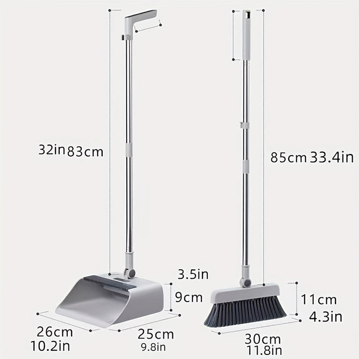 Vielseitiges Besen- & Kehrschaufel-Set, geeignet für Laminat, Fliesen und Parkett zur Staubaufnahme.