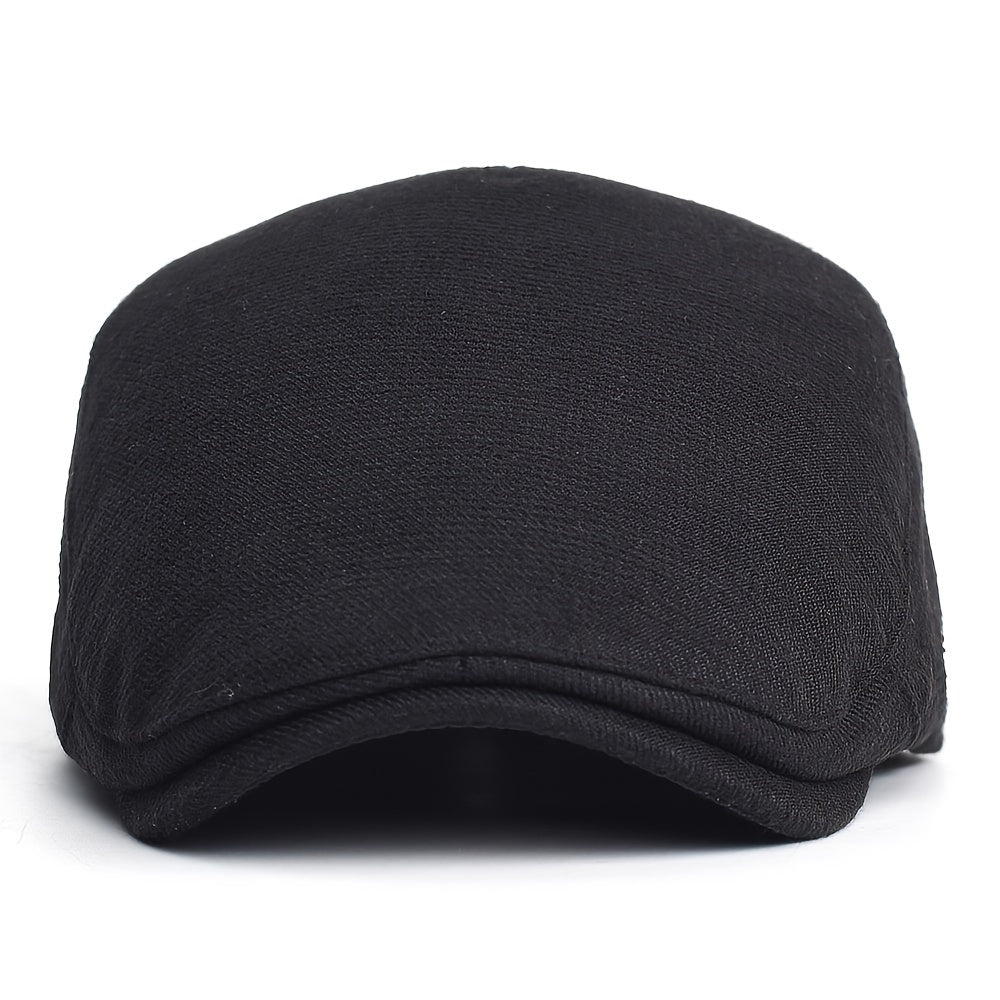 Schwarze Herren Newsboy Mütze. Warme Gatsby Kappe für Herbst & Winter. Ideale Vintage-Kopfbedeckung.