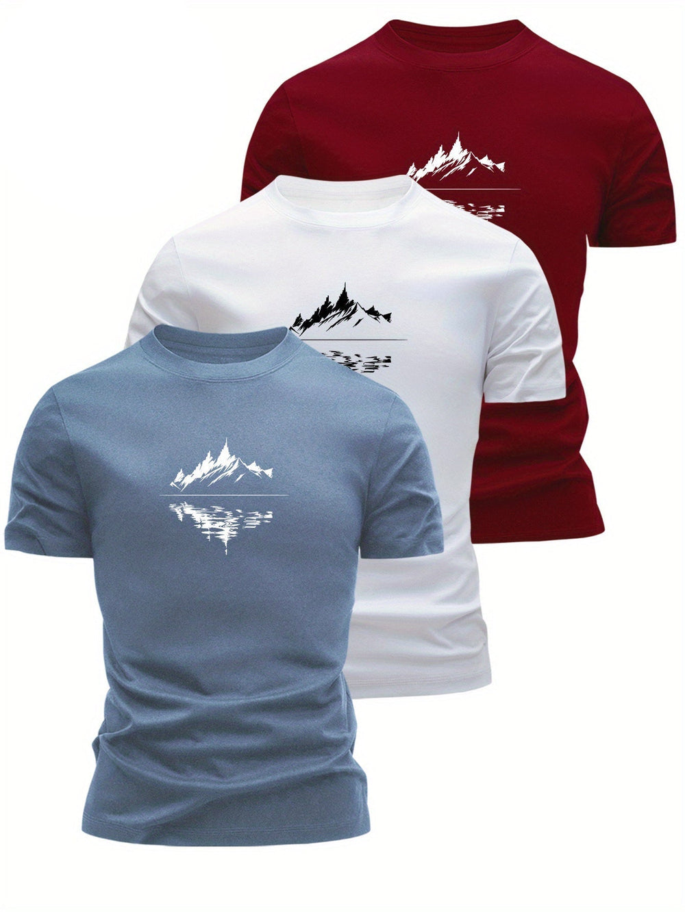Bequemes Herren Kurzarm T-Shirt mit modernem Bergmotiv. Perfekt als Alltagsshirt oder für Freizeit.
