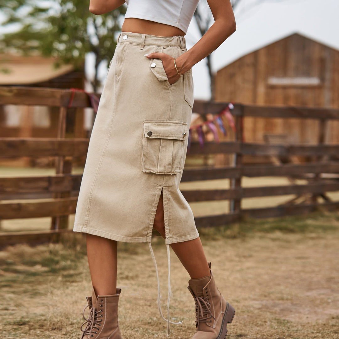 Damen-Midirock in A-Linie mit Schnürung, elegant und vielseitig kombinierbar.