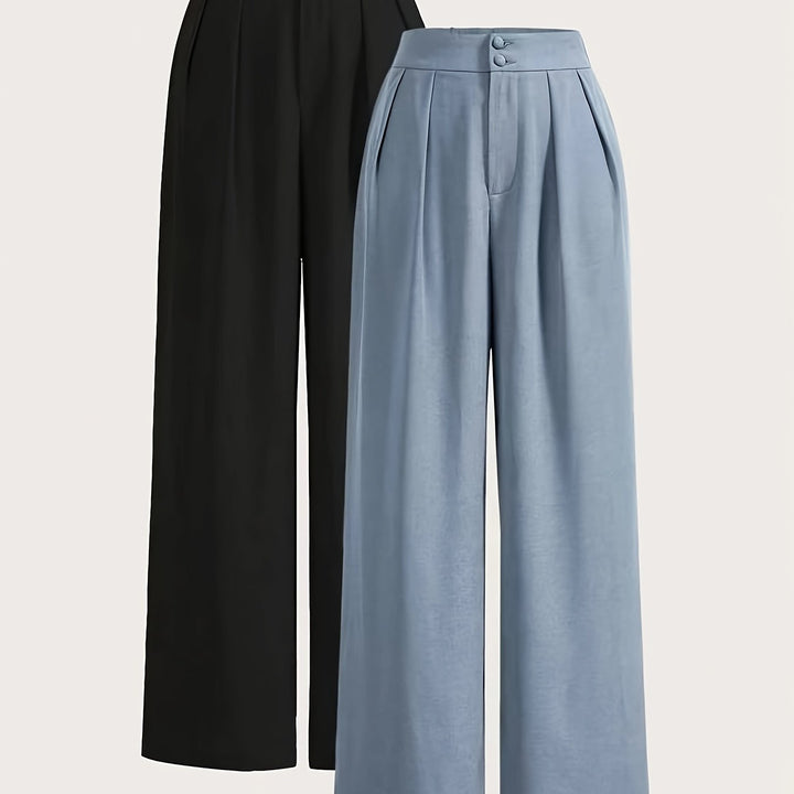 Leichte, komfortable High-Waist Damenhose in weiter Passform. Elegante Anzughose, auch als Sommerhose tragbar.