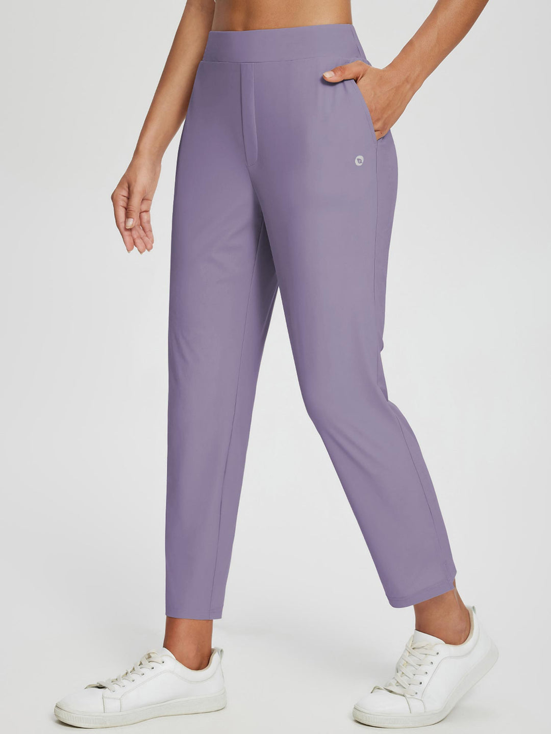 Damenhose UPF 50+ aus Leinen, hoher Bund, Beinschlitz. Ideal für Wandern und Freizeit.