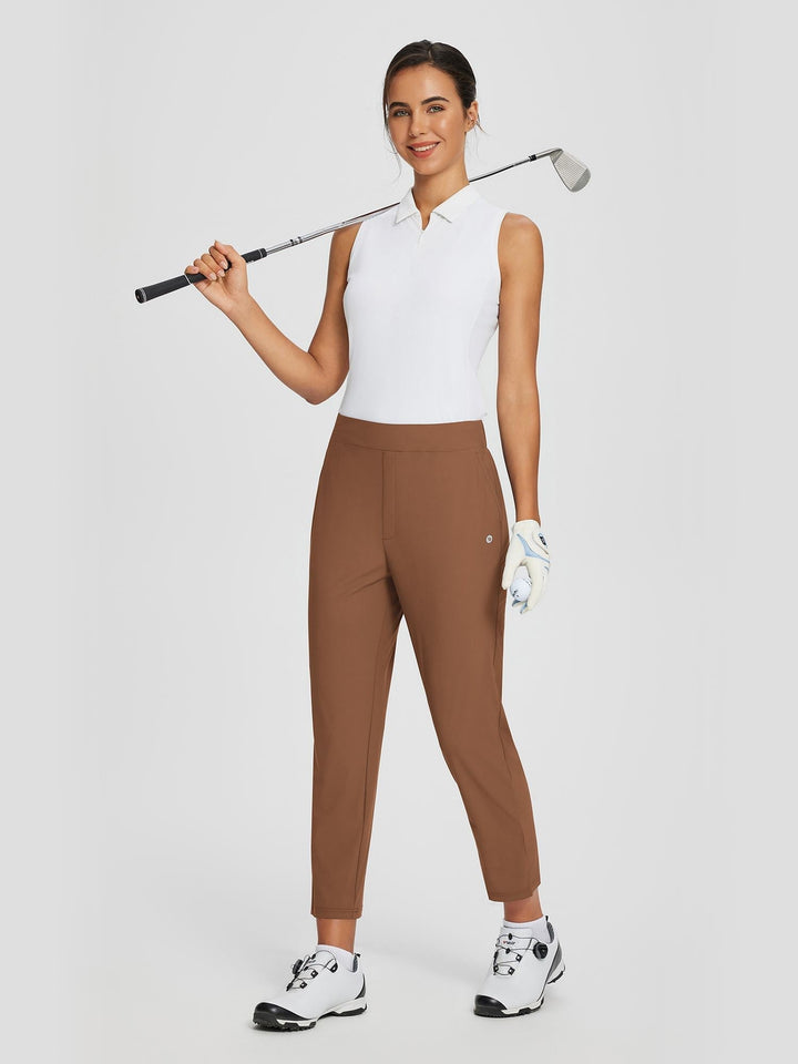 Bequeme Outdoorhose für Damen: UPF 50+, hoher Bund, Beinschlitz, aus Leinen gefertigt.