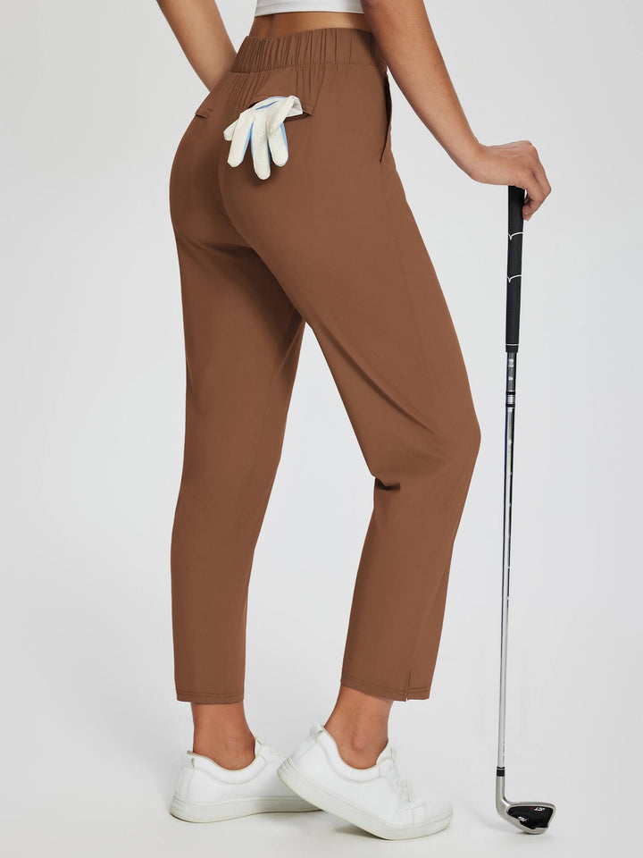 Damenhose mit optimalem Sonnenschutz (UPF 50+), hohem Bund, Beinschlitz & Leinen.
