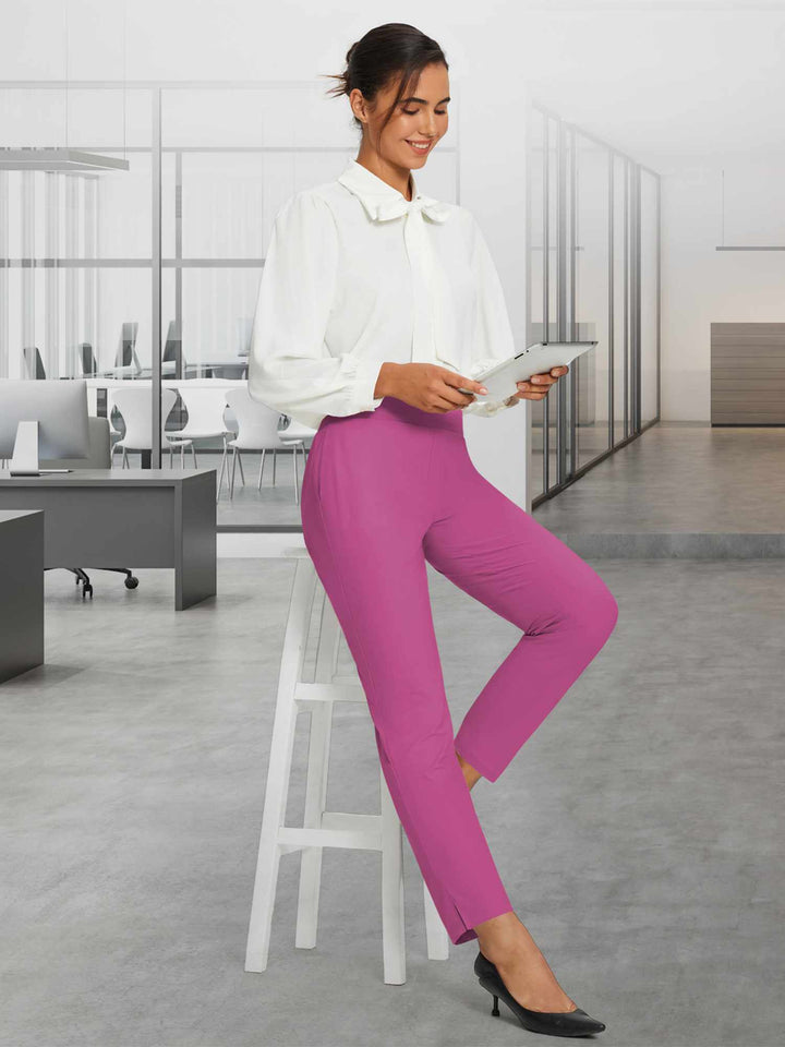 Elegante Damenhose für Sommer, UPF 50+, Leinen, hoher Bund, Beinschlitz. Modern & funktional.