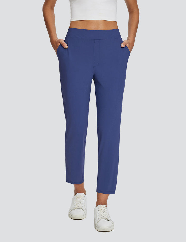 Aktive Damenhose: UPF 50+, hoher Bund, Leinen, Beinschlitz. Ideale Stretchhose für den Sommer.