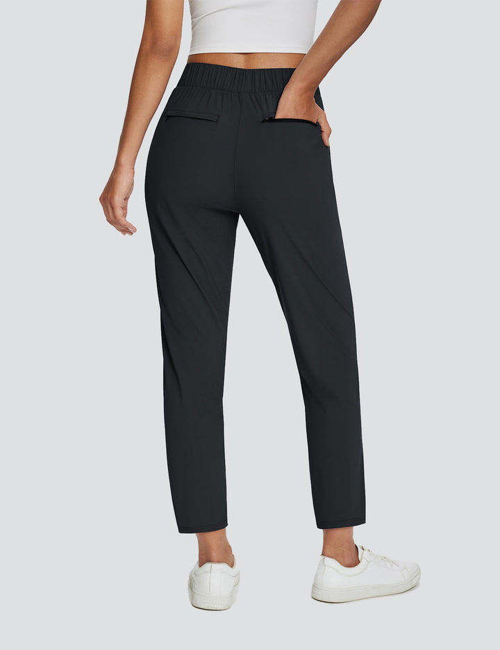 Elegante Damenhose aus Leinen mit UPF 50+ Sonnenschutz, hoher Taille und offenem Beinschlitz.
