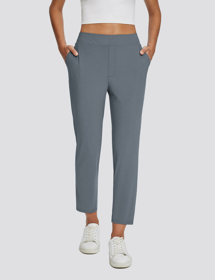 Damenhose aus Leinen, UPF 50+ Sonnenschutz, hoher Bund, Beinschlitz. Stilvoll & bequem.