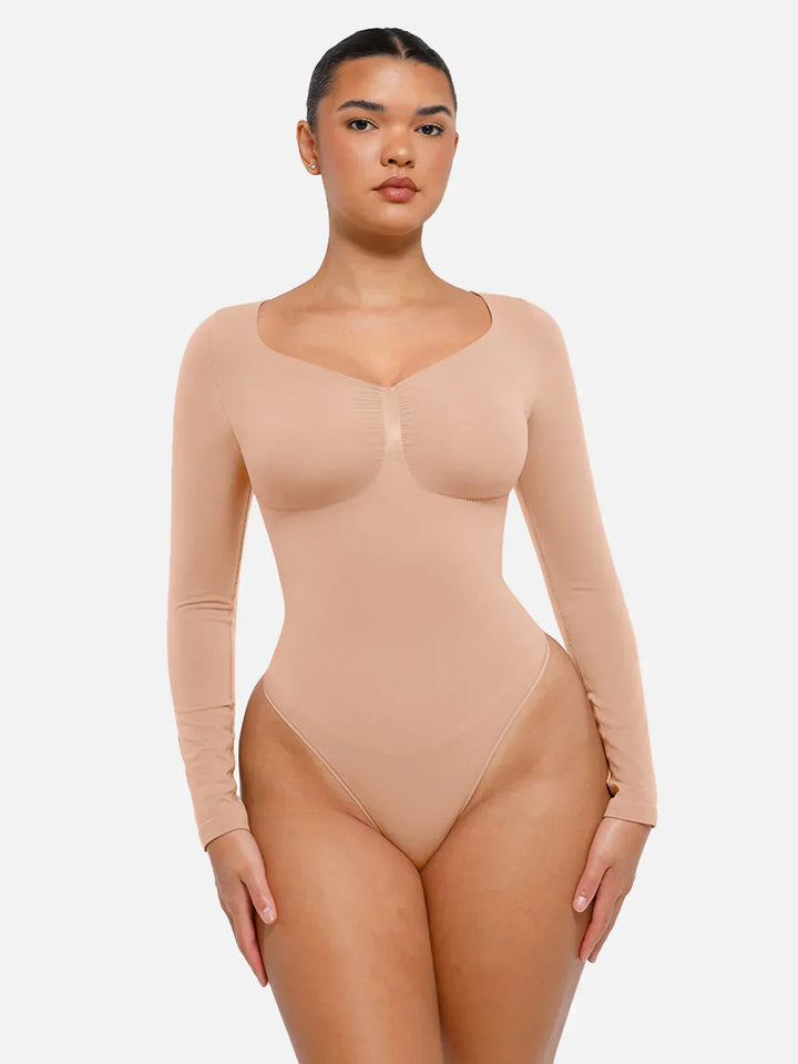 Formende Unterwäsche: Langarm Bodysuit für Damen, mit effektivem Bauchweg-Effekt.