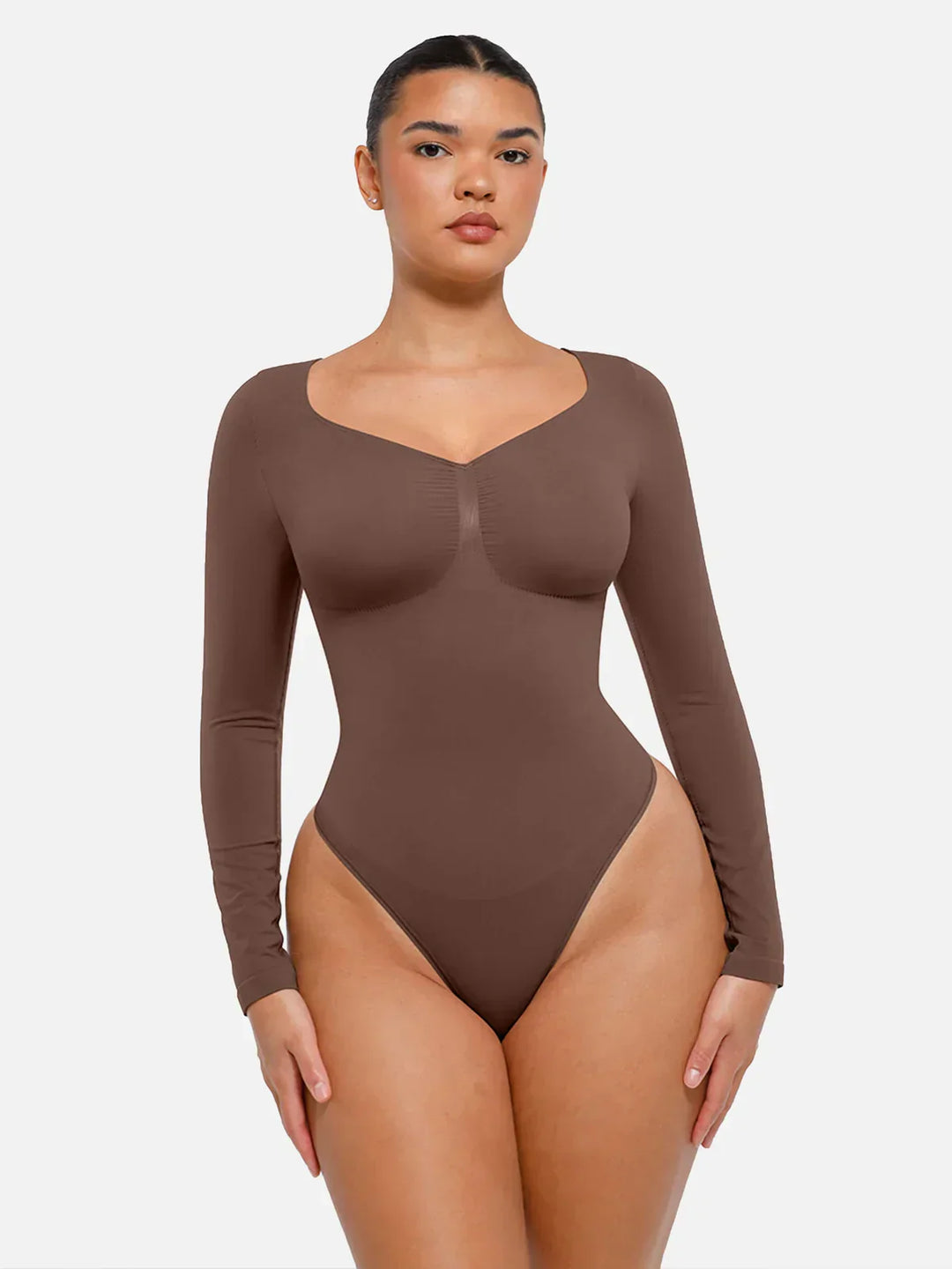 Damen Figurformer Bodysuit, langärmlig, ideal für eine glatte Basis unter enger Kleidung.