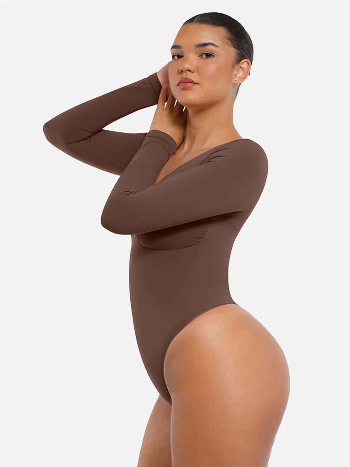 Komfortabler Langarm Bodysuit, figurformend und bauchweg, für täglichen Gebrauch.