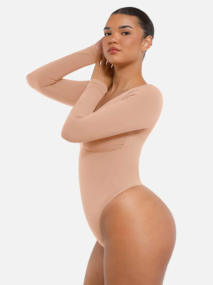Hochwertiger figurformender Damen Langarm Bodysuit, für maximalen Tragekomfort und Halt.