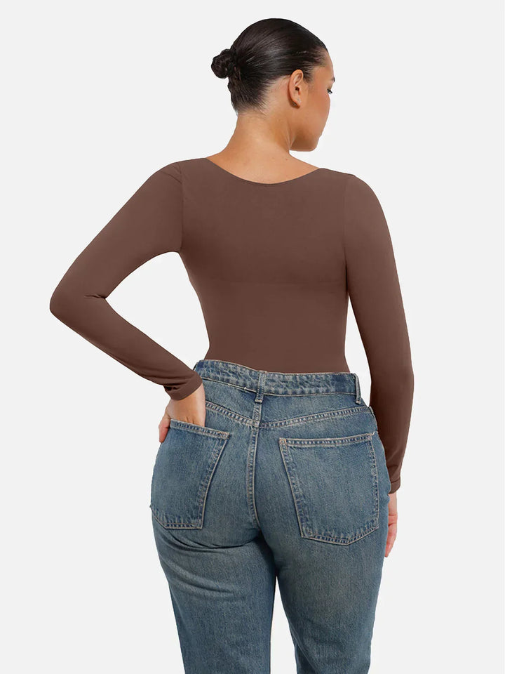 Unsichtbarer Langarm Bodysuit für Damen, formt Bauch, Rücken & Taille sanft und effektiv.