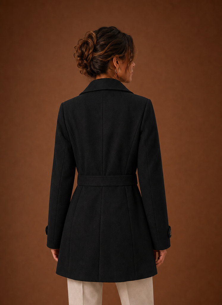 Moderner Damen Trenchcoat in Creme, Midilänge, Knopfleiste, ideal als Übergangsjacke.