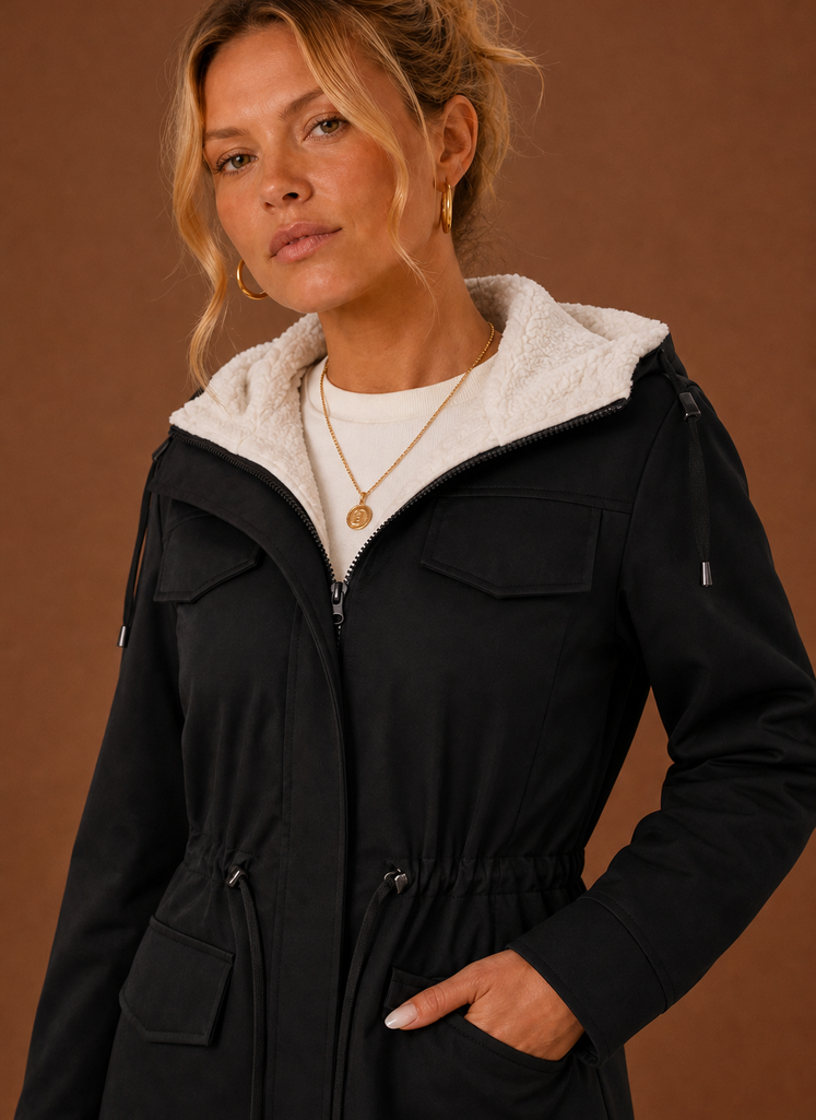 Langer Damen Kapuzenparka: Modische Winterjacke für Frauen, warm gefüttert, perfekt für Outdoor.