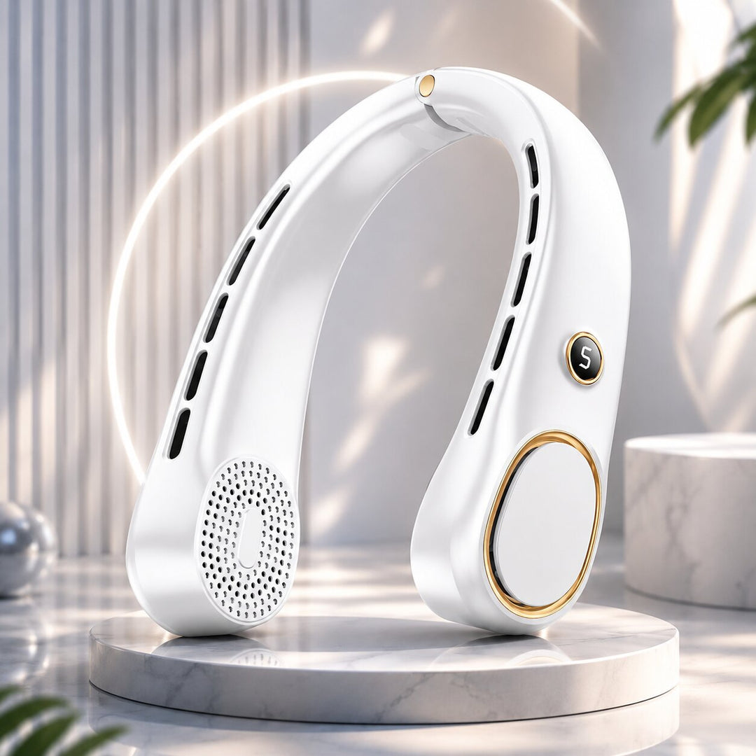 Leichter, freihändiger Nackenventilator mit starkem 4000 mAh Akku, ideal für Kühlung bei Sport und Arbeit.