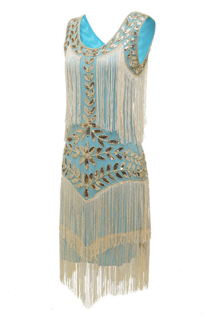 Damenkleid im Flapper Stil mit edlen Verzierungen für einen atemberaubenden Auftritt.