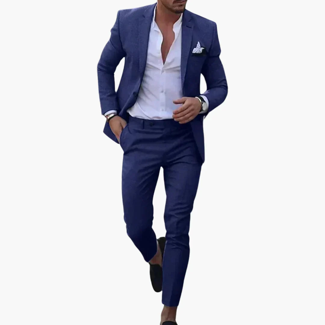 Herren Slim Fit Sommeranzug: eleganter zweiteiliger Anzug für Männer. Modernes Sakko & Hose für Business, Hochzeit & Freizeit.