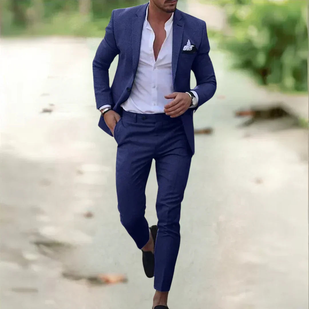 Leichter Slim Fit Sommeranzug für Herren, ideal für Hochzeiten & Outdoor-Events. Atmungsaktiver Business Anzug.