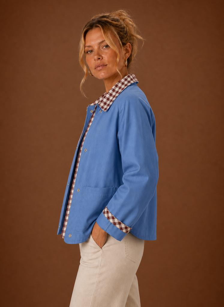 Damen Übergangsjacke mit markantem Karokragen, bequeme Fieldjacke für jeden Tag.