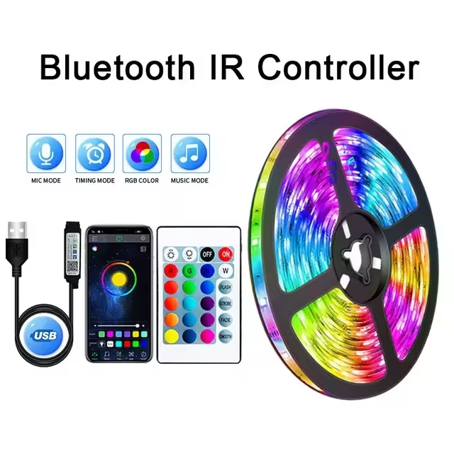 USB-betriebener RGB LED-Streifen für TV, PC oder Möbel; einfache Installation, schafft lebendige Raumbeleuchtung.