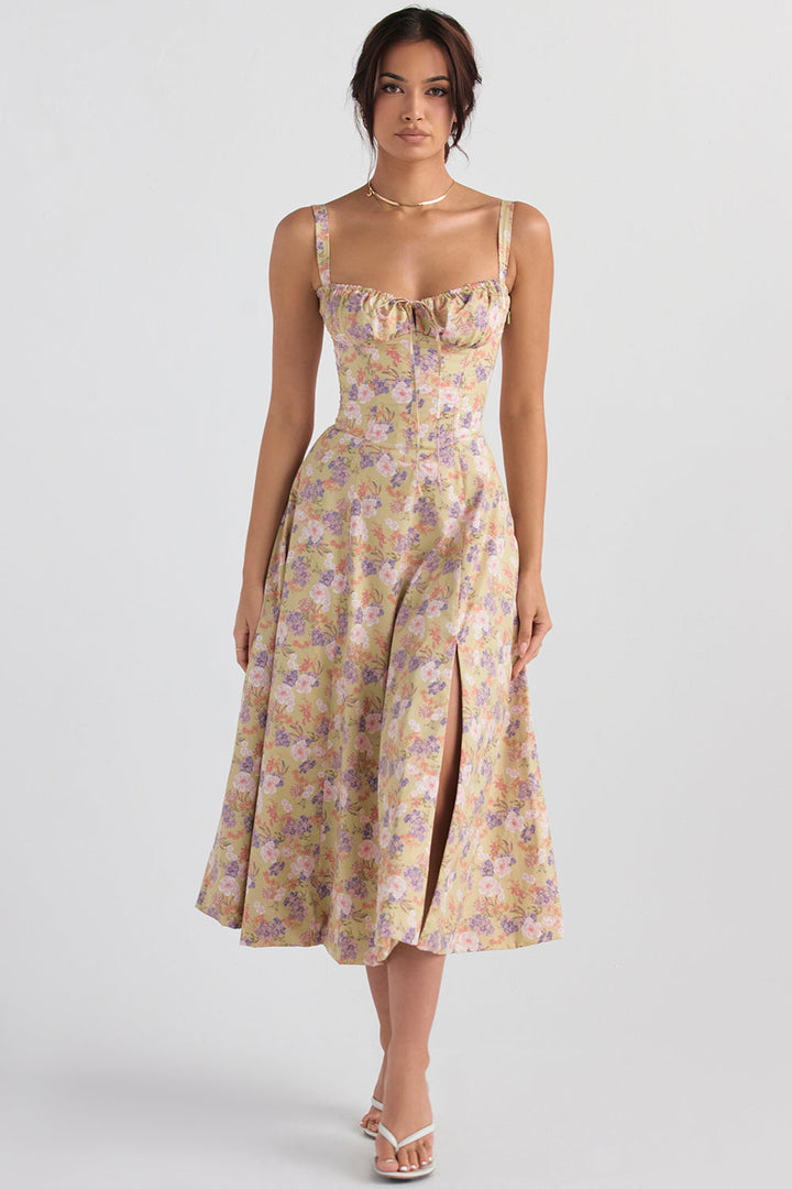 Frühlingshaftes Sommerkleid für Damen, Bustier-Design, mit farbenfrohem Blumenmuster. Ein Must-have Damenkleid.