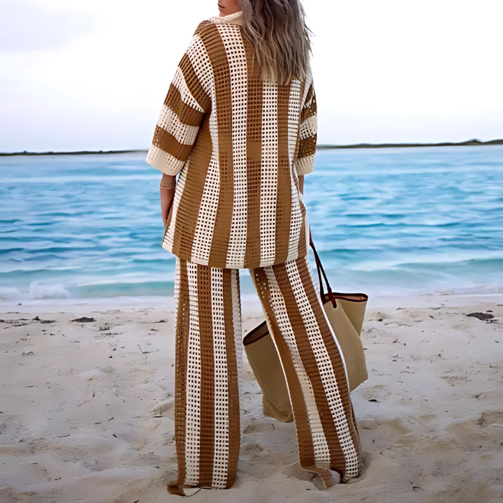 Bequemes Damen Boho Strandset Salina, luftig und stilvoll. Perfekt für warme Sommertage, Strand & Urlaub.