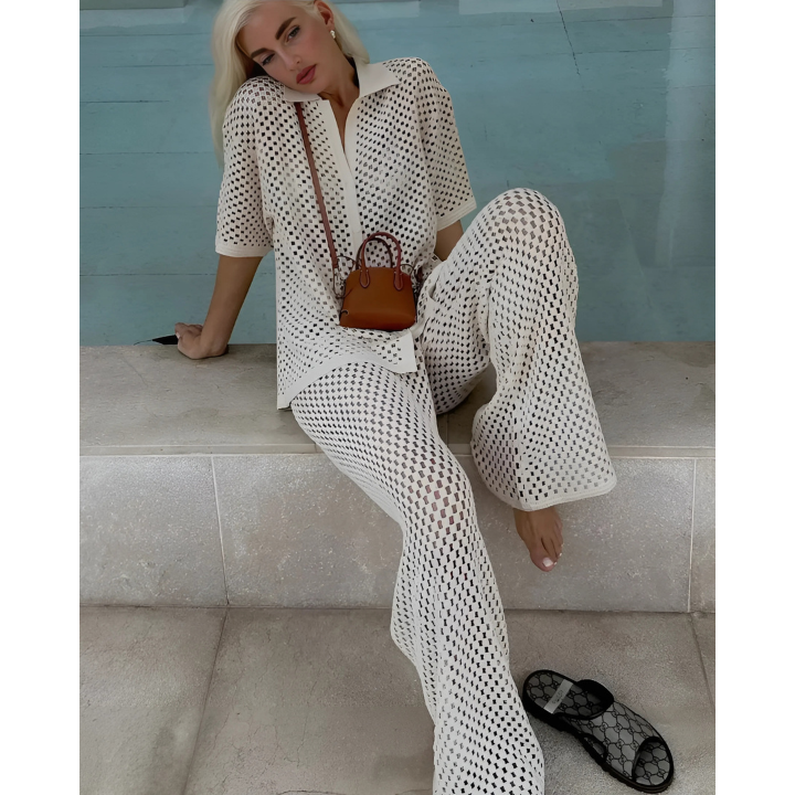 Vielseitiges Damen Strandset Salina im Boho-Stil. Zweiteiler, ideal für Sommer, Freizeitkleidung & Urlaubsmode.