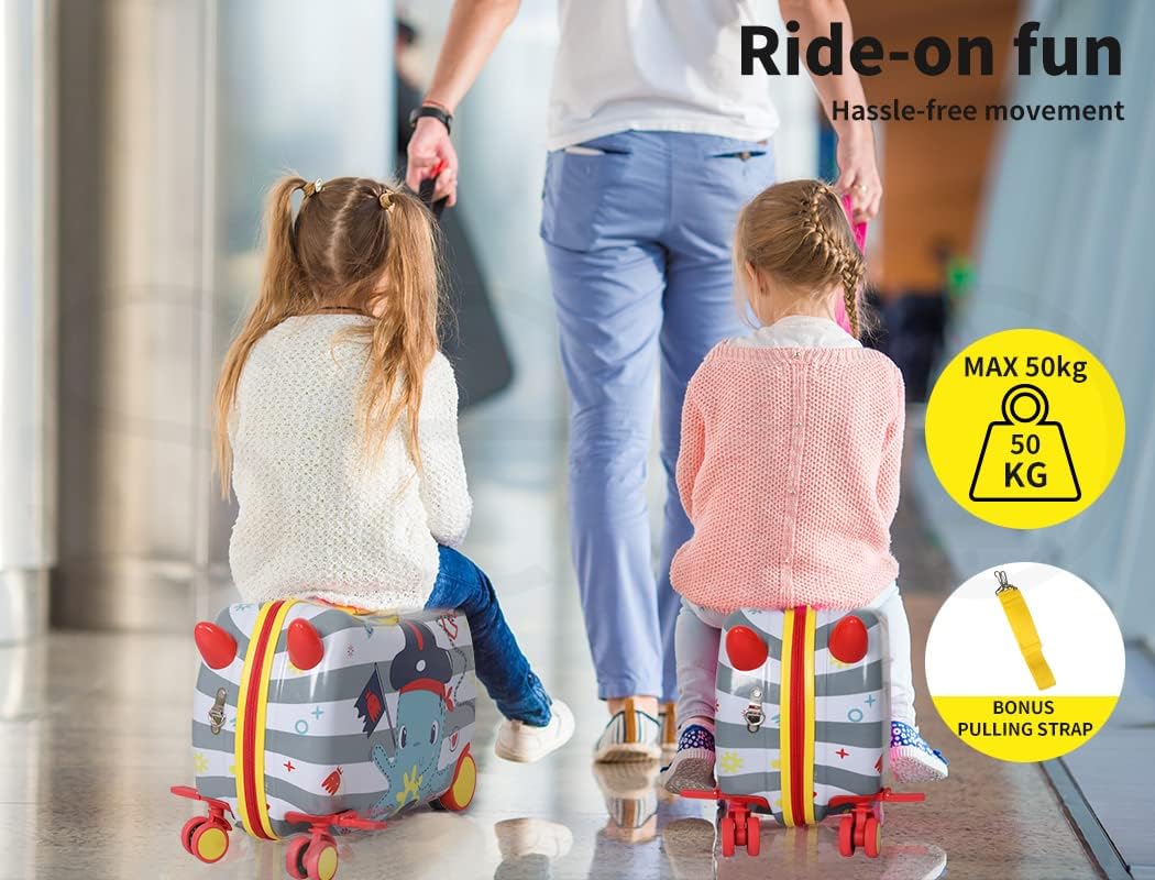 Bunter Kinder Scooter Koffer mit niedlichem Oktopus Design, ideal als Handgepäck für Kinder.