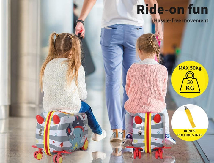 Bunter Kinder Scooter Koffer mit niedlichem Oktopus Design, ideal als Handgepäck für Kinder.