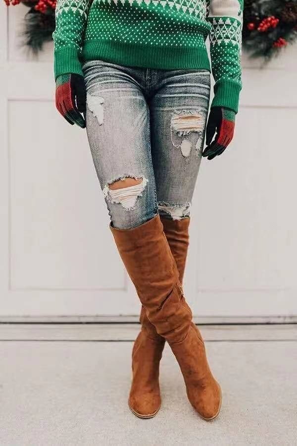 Detailansicht der robusten, rutschfesten Sohle der Damen Stiefeletten, für sicheren Halt bei Herbst- & Winterwetter.