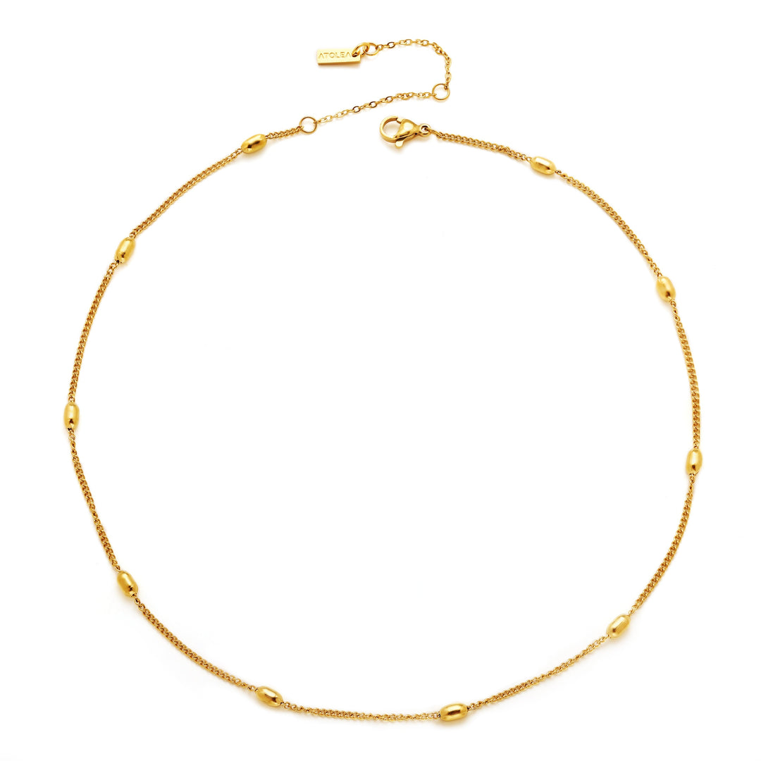 Wasserfester Gold Perlen Choker für Damen, verstellbar. Langlebige Edelstahl-Perlenkette für Alltag.