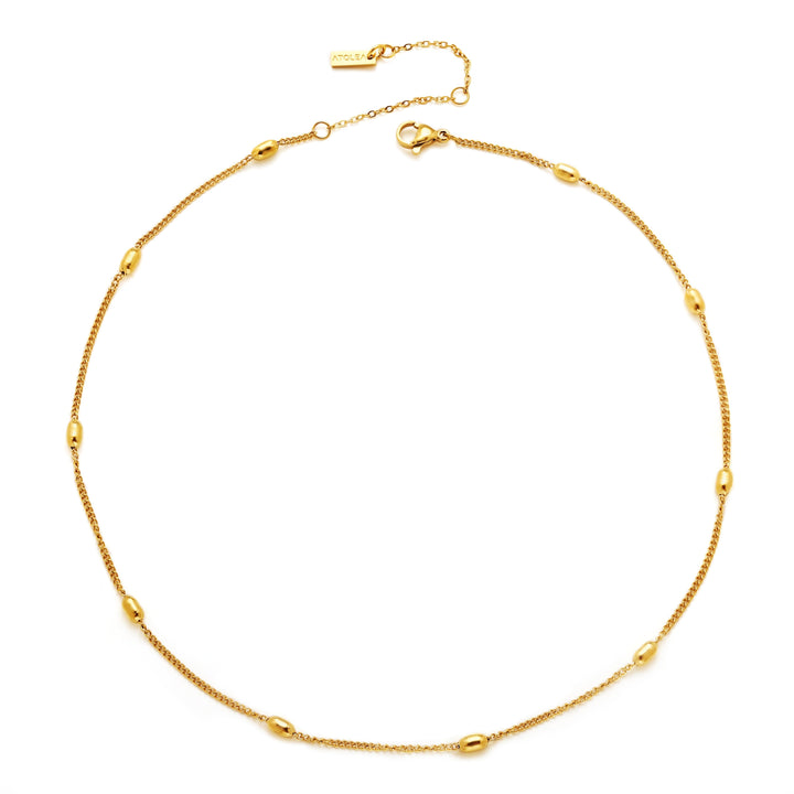 Wasserfester Gold Perlen Choker für Damen, verstellbar. Langlebige Edelstahl-Perlenkette für Alltag.