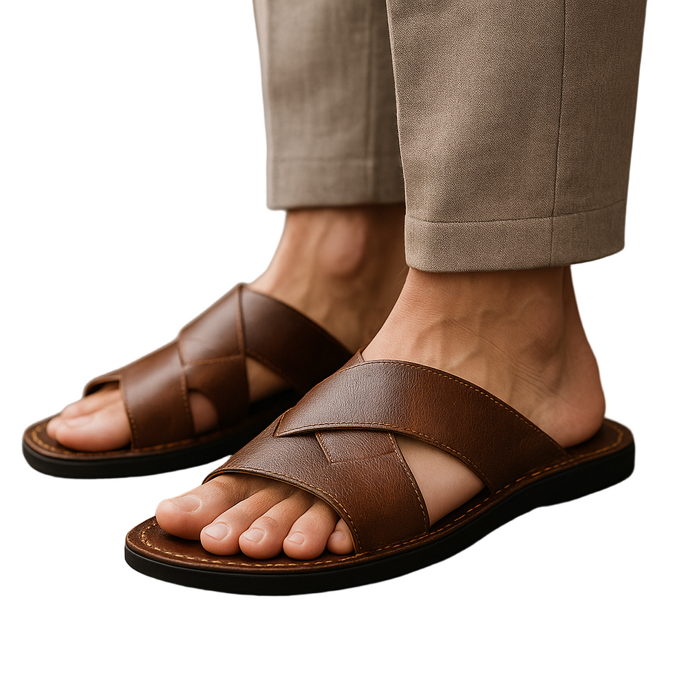 Leichte Herren Slip-on Sandalen für Freizeit & Strand, mit geformtem Fußbett & breiten Riemen für Komfort.