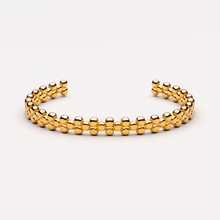 Verstellbarer goldener Damen Armreif mit Perlen-Design, wasserfest & elegant für jeden Anlass.