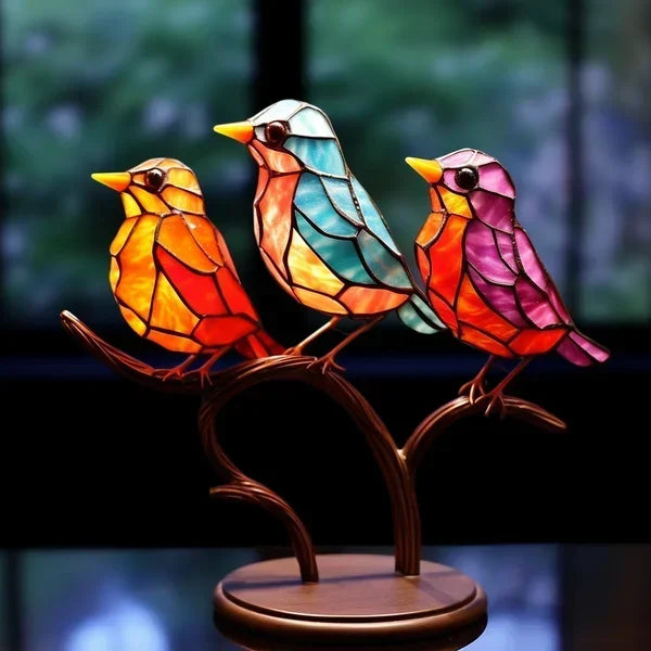 Elegante, farbige Glasvogel-Statuette aus Buntglas, handgefertigt, ein luxuriöses Kunstobjekt für Ihr Zuhause.