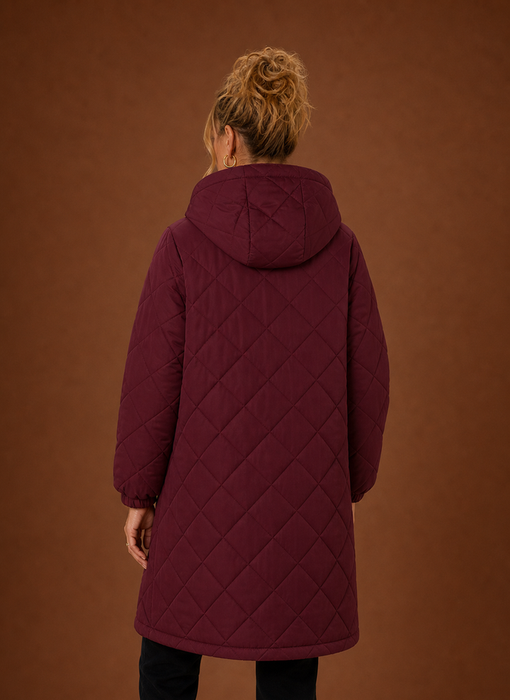 Damen Steppmantel, Langarm, mit warmer Kapuze, zeitlos und bequem für die kalte Jahreszeit.