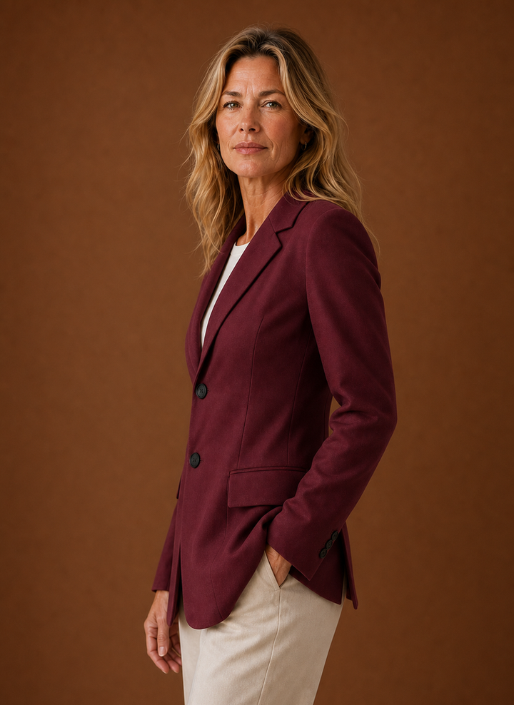 Trendiger Damen Blazer, Longline-Schnitt, ideal für Business und elegante Anlässe.
