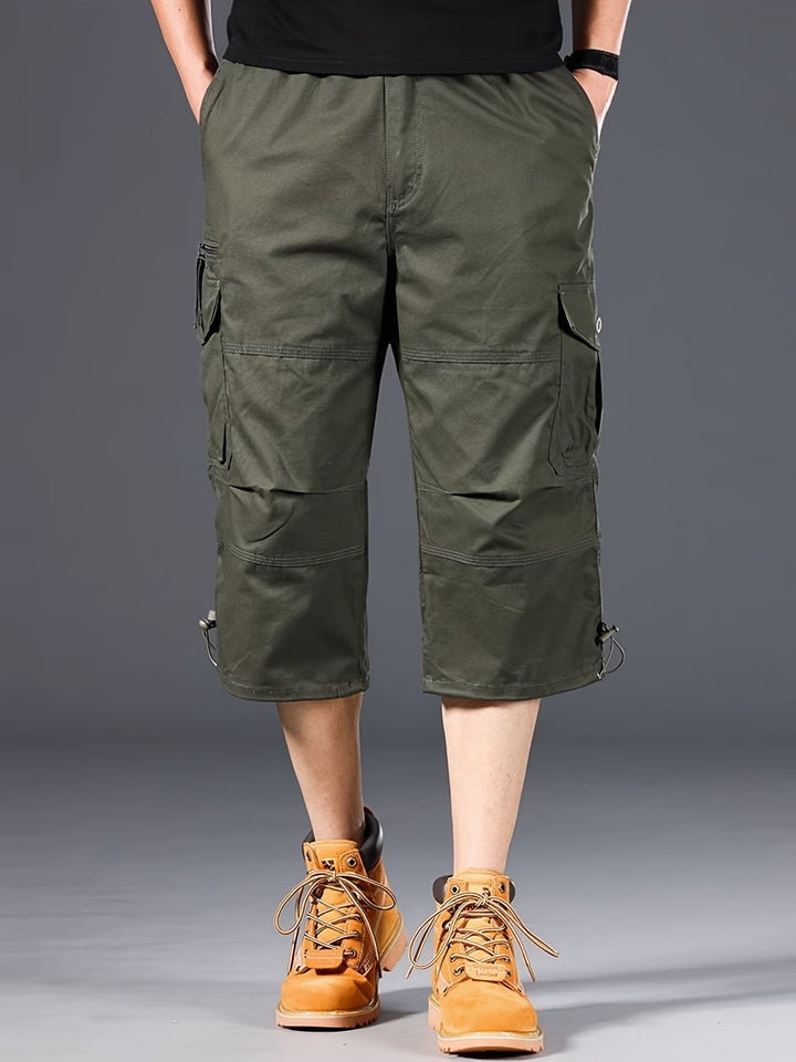 Bequeme Herren Cargoshorts im Langschnitt für Outdoor-Aktivitäten, Freizeit & Reisen, mit Seitentaschen.