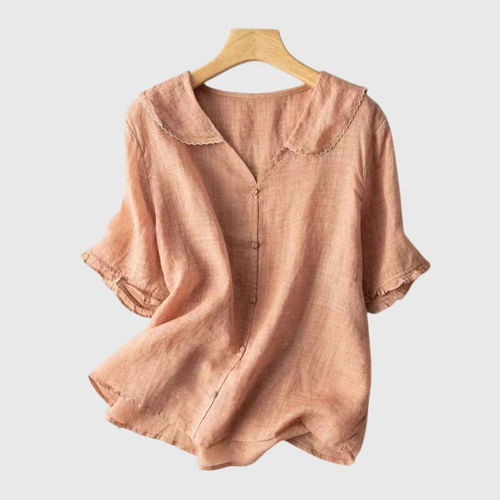 Modische Damen Kurzarmbluse Sophie. Luftig, perfekt für den Sommer. Elegant und bequem.