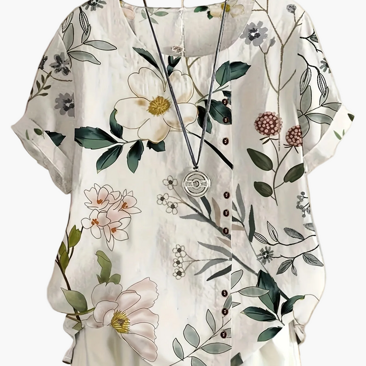 Vielseitige Vintage Damen Sommerbluse mit Blumenprint und Knopfleiste, perfekt für Alltag & Freizeit.