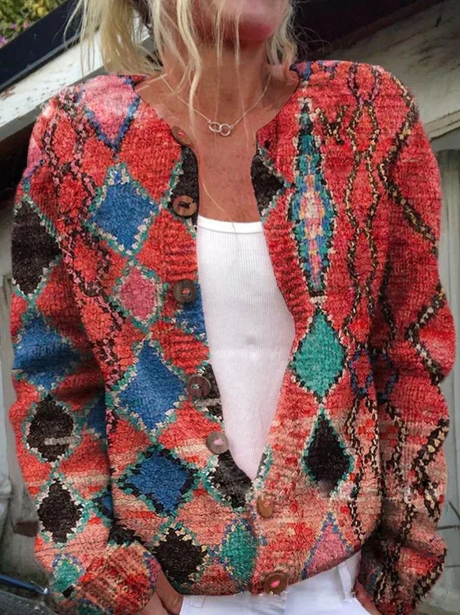 Modische Damen Übergangsjacke mit Muster, langarm. Perfekt kombinierbarer Cardigan für jede Jahreszeit.