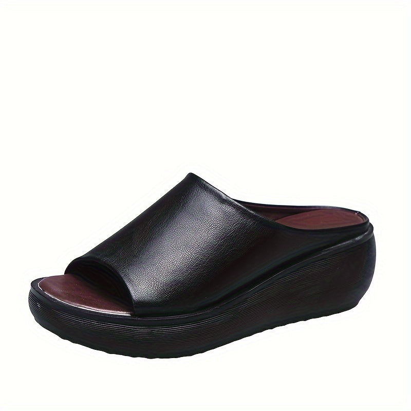 Elegante Damen Sandalen: Bequeme Slip-On Pantoletten mit Plateau-Sohle, perfekt für Freizeit & Sommer.