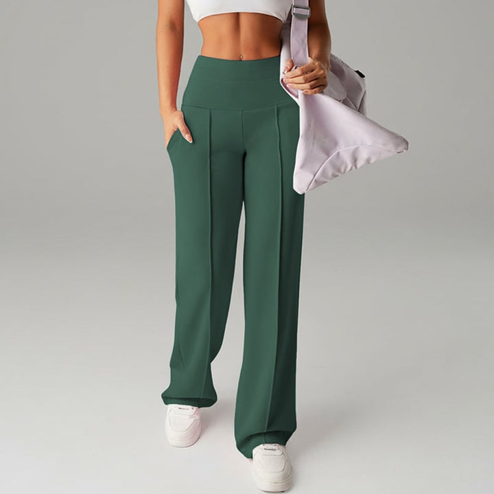 Damenhose mit weitem Bein, hoher Bund, elegant für Büro und Freizeit, maximaler Komfort.